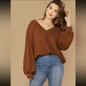 Shein Curve Waffle Sweater